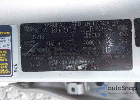 2016 Kia Forte Lx from USA, damaged, VIN KNAFK4A60G5610098